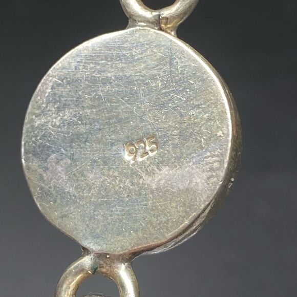 Ladies .925 silver vintage bracelet w/solid silver button monogrammed swivel top - Picture 7 of 12